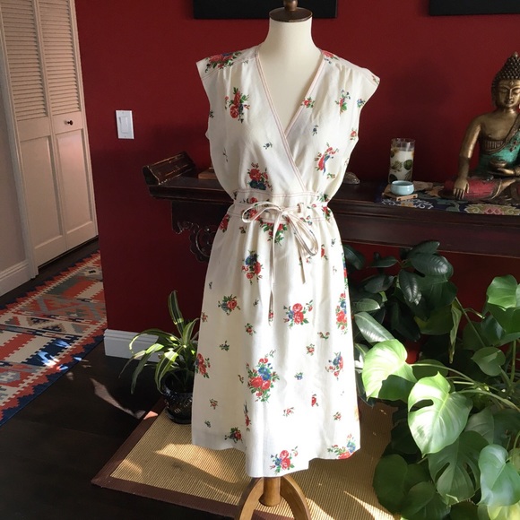 Vintage Dresses & Skirts - Vintage floral linen midi dress